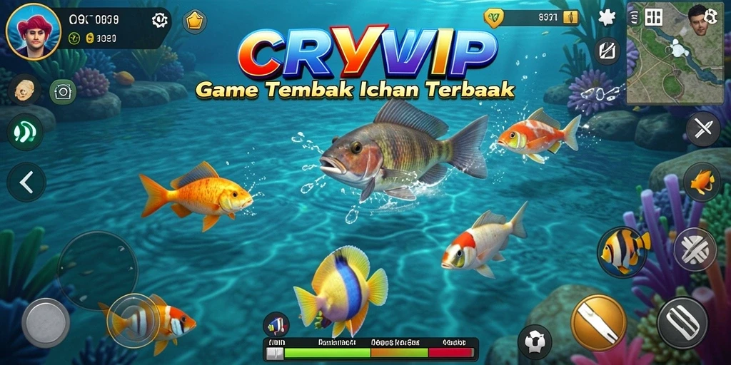 Tampilan gameplay seru CR7VIP dengan berbagai ikan berwarna-warni.