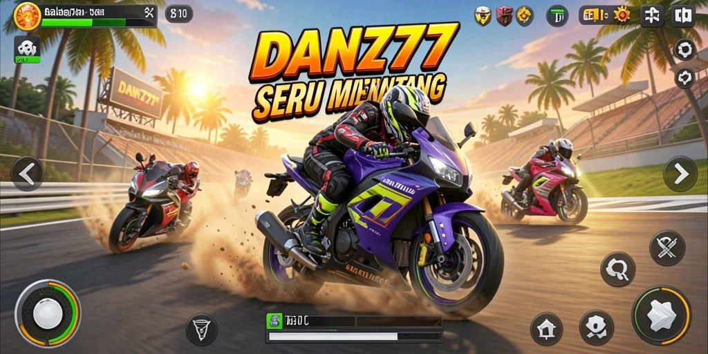 Tampilan gameplay seru dalam balapan motor.