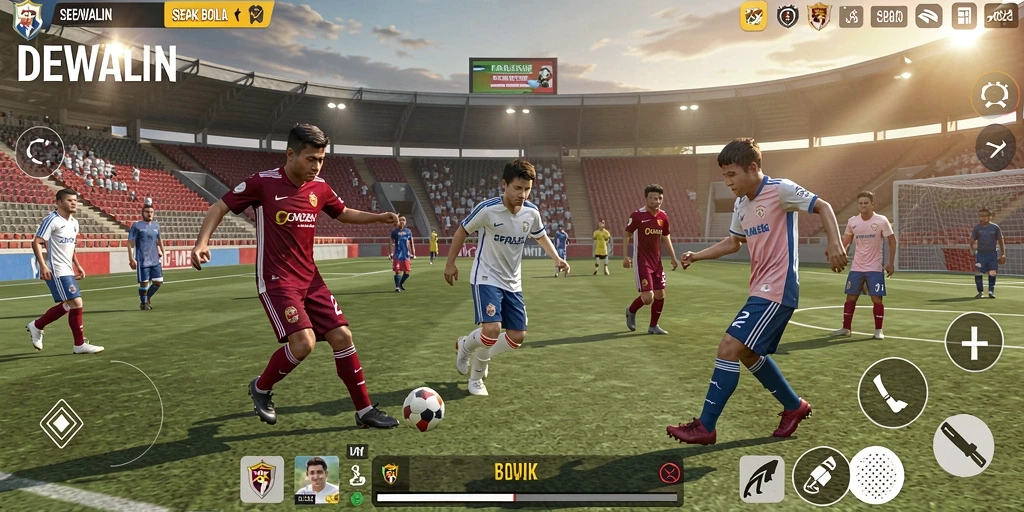 Gameplay mendebarkan dari DEWALIN dengan aksi sepak bola nyata.
