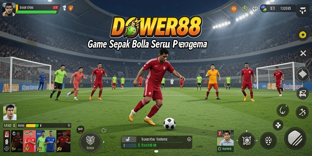 Tampilan gameplay DOWER88 dengan aksi sepak bola yang seru.