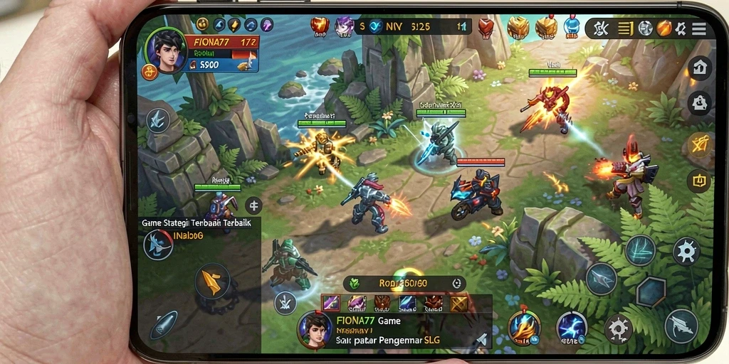 Screenshot utama FIONA77 menampilkan aksi seru dalam gameplay SLG.