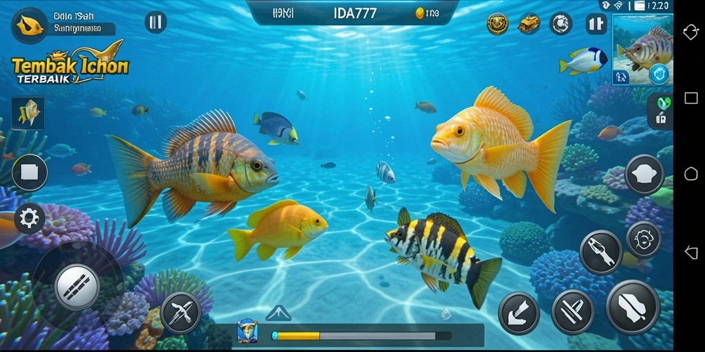 Tampilan gameplay IDA777 yang seru dengan aksi menembak ikan.
