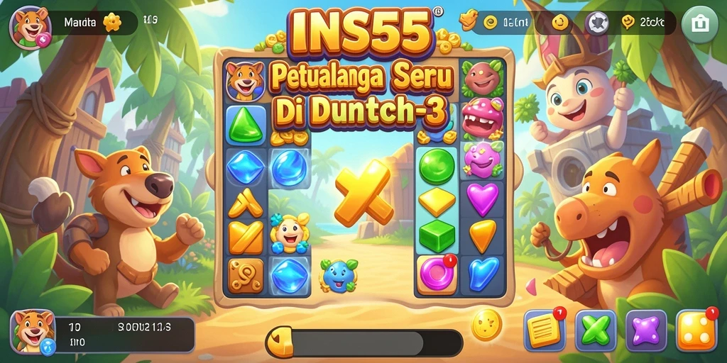 Tampilan gameplay <strong>INS55</strong> yang menarik dan penuh warna di dunia Match-3.