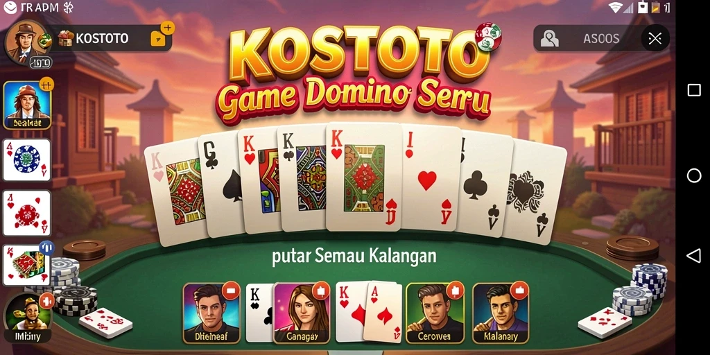 Gameplay seru dan interaktif di KOSTOTO dengan berbagai mode Domino.