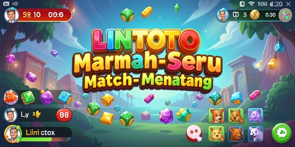Screenshot gameplay LINITOTO dengan tampilan colorful Match-3.