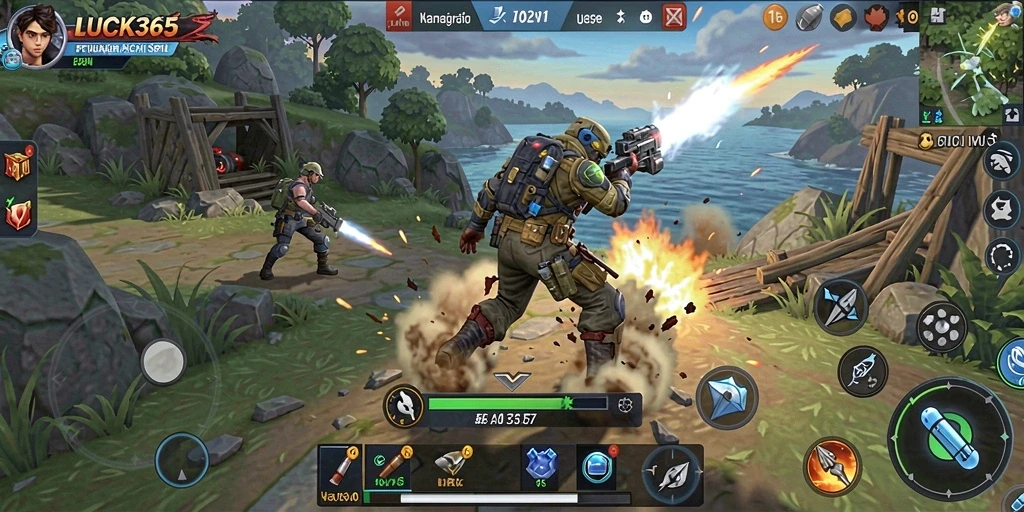 Screenshot menampilkan karakter dalam aksi mendebarkan di LUCK365.