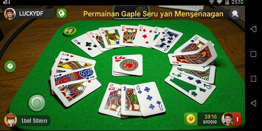 Tangkapan layar utama LUCKYDF menampilkan gameplay Gaple yang menarik.