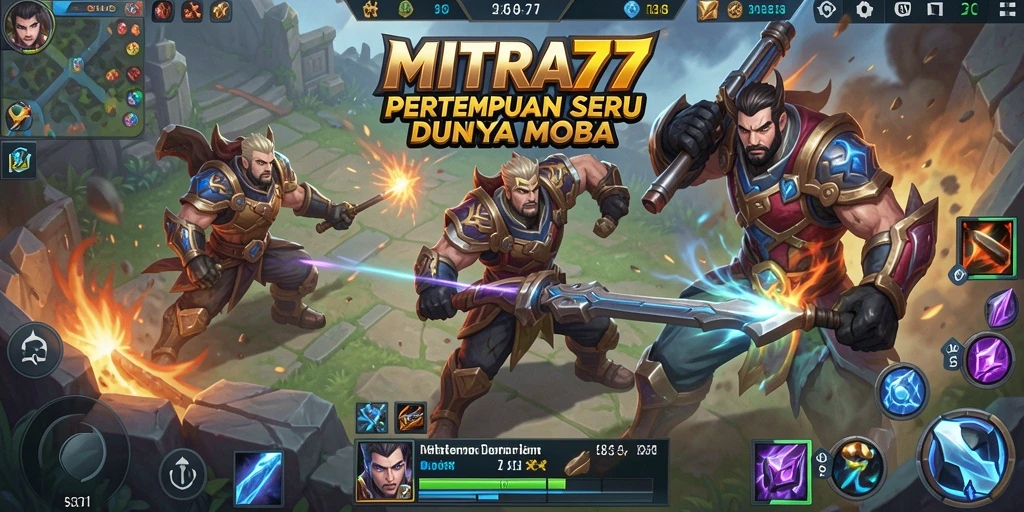 Tangkapan layar gameplay MOBA yang menegangkan di MITRA77.