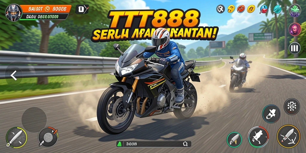 Tampilan gameplay menegangkan di trek balapan motor.
